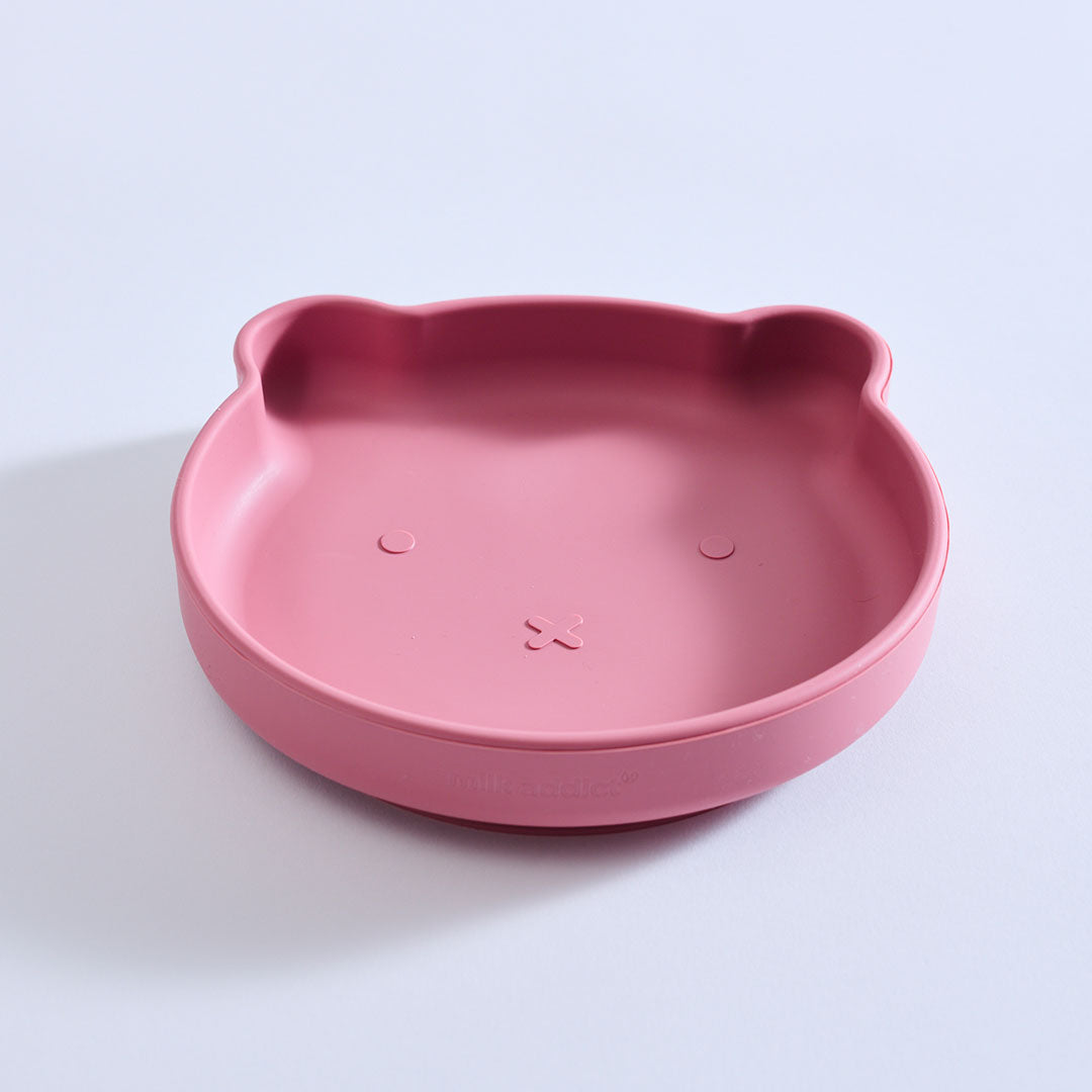 Milk Addict Silicone Bear Suction Plate Dusty Rose