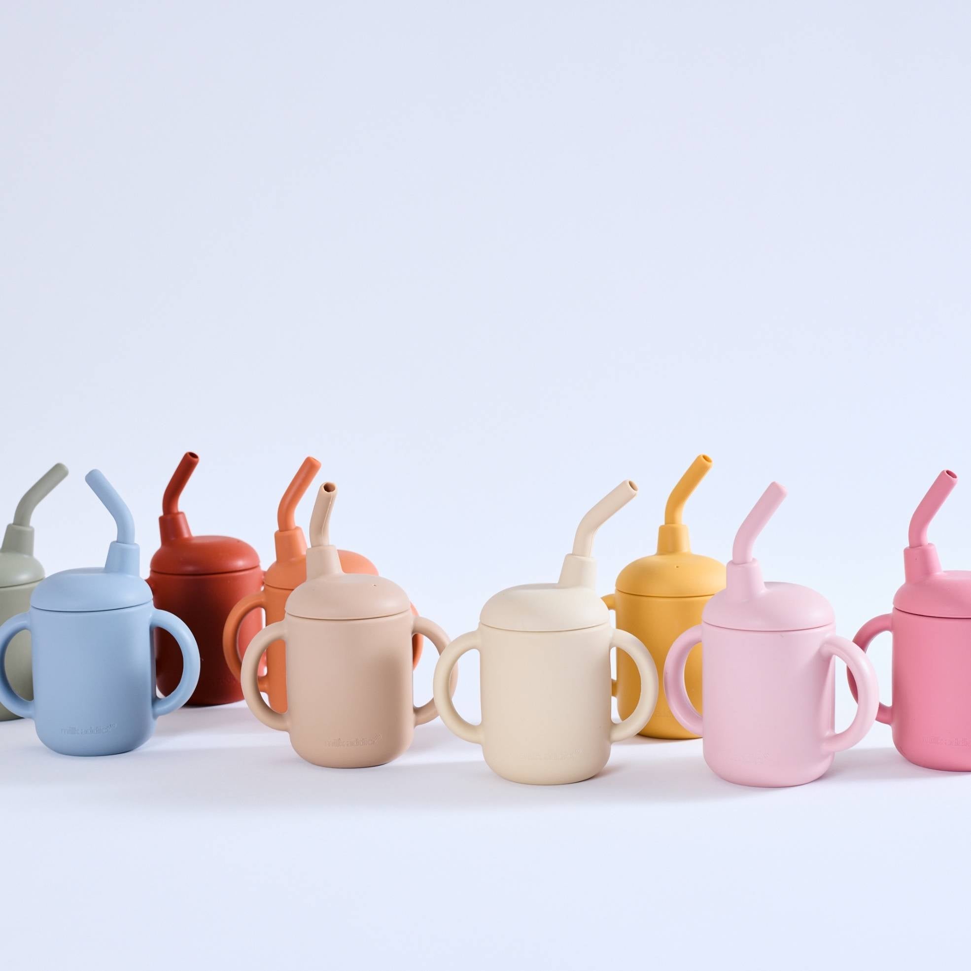 Colorful handled cup with removable straw for toddlers