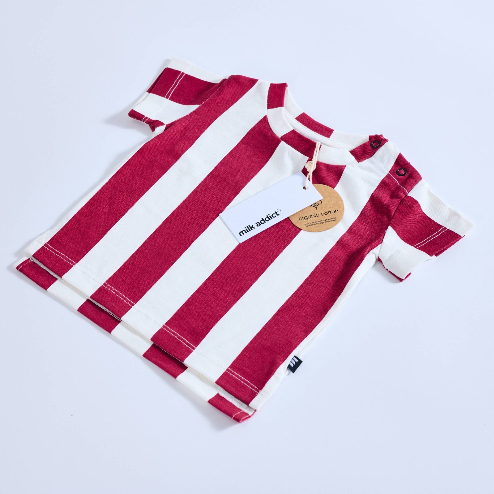 Milk Addict Bold Stripe Tee Shirt in Dark Rust