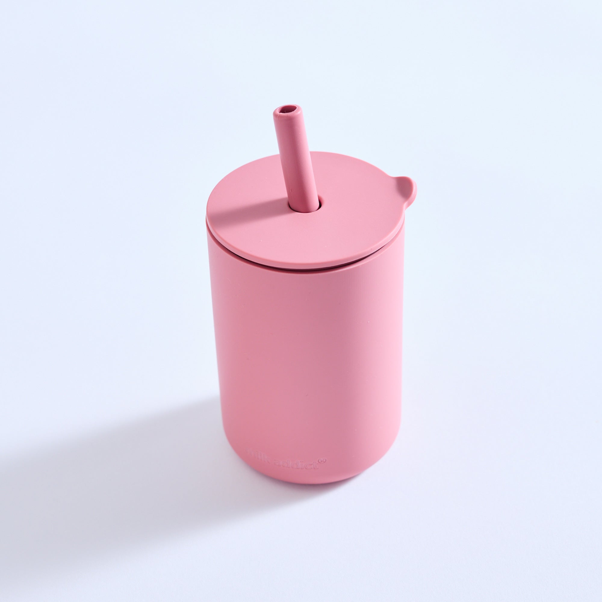 Milk Addict Silicone Cup And Straw Set Rose