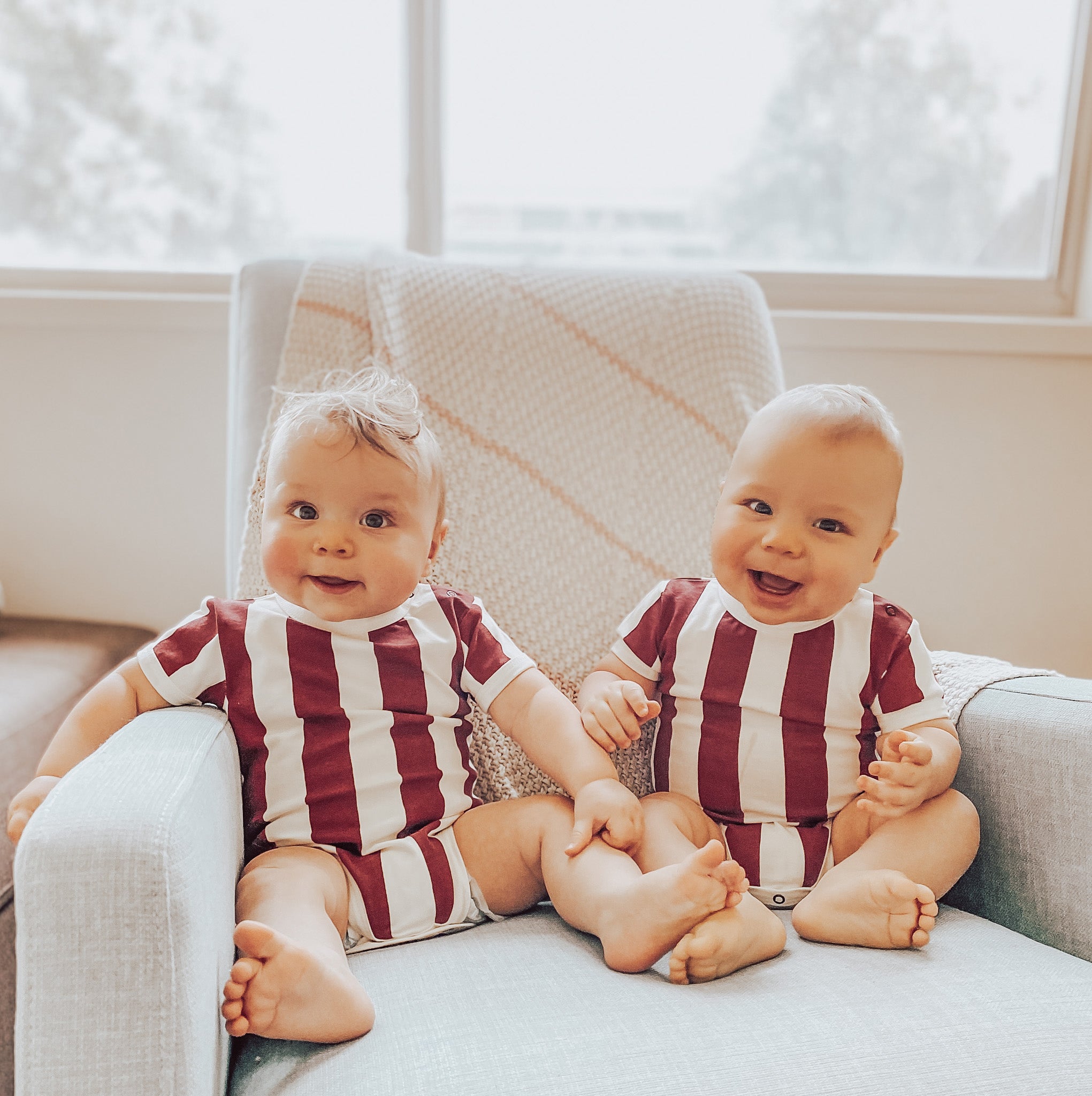 Milk Addict Bold Stripe Bodysuit in Dark Rust