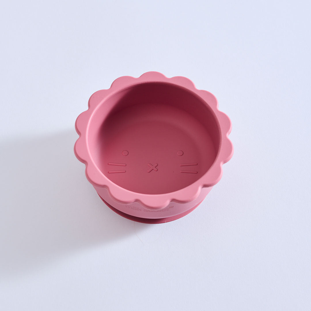 Milk Addict Silicone Lion Suction Bowl Dusty Rose