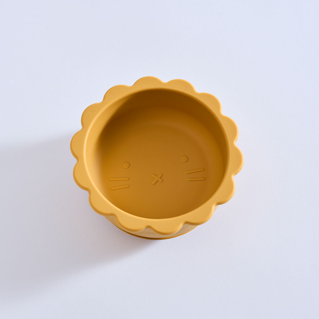 Milk Addict Silicone Suction Lion Bowl Ochre